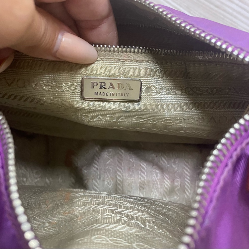 100% Authentic Prada purple nylon baguette mini bag purse designer luxury - Picture 16 of 16